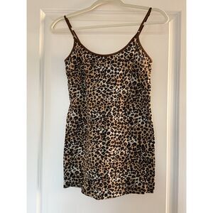 Cheetah Spaghetti Strap Tank Top Y2K Size Large GUC Layering 2000s Brown